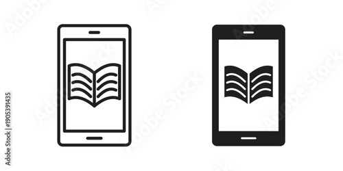 Ebook icons in simple black style symbol sign for apps and website