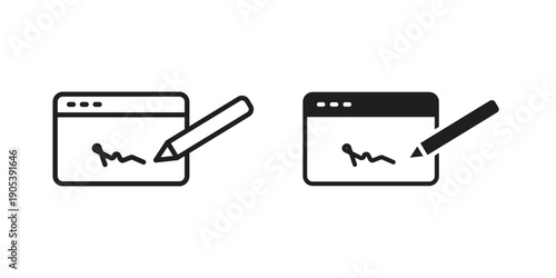 Electronic signature icons in simple black style symbol sign for apps and website