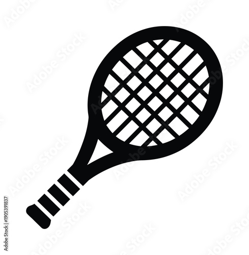 Vector illustration of a tennis racket with a striped handle