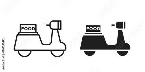 Food delivery icons in simple black style symbol sign for apps and website