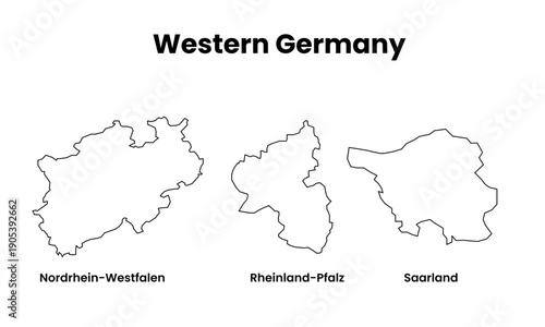 Fotografie Vector Map of Western Germany Outline Illustration