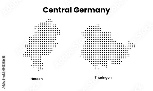 Minimal Dotted Map of Central Germany for Geographic and Data Visualization Concept
