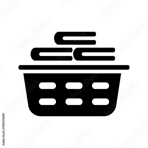 Laundry basket for dirty clothes storage solid glyph icon
