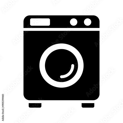 Automatic washing machine home appliance solid glyph icon
