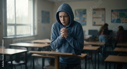 Teenager feeling anxious before presentation.