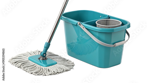 Modern teal mop and bucket set for efficient cleaning