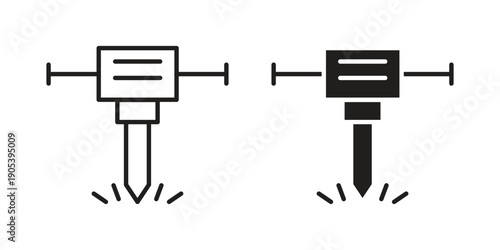 Hydraulic breaker icons in simple black style symbol sign for apps and website
