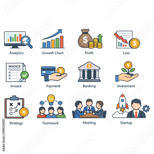 Financial Growth, Investment & Management Icons