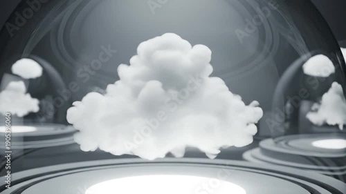 Digital Cloud Computing Storage and Data Security Concept with Glass Domes.