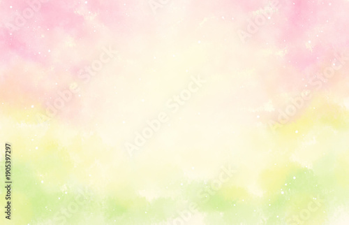 春色グラデーションの水彩にじみ背景