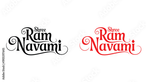 Shree Ram Navami elegant calligraphy typography set in black and red colors celebrating hindu religious festival devotion culture and spiritual tradition