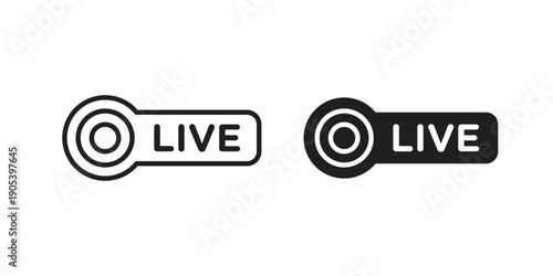 Livestream icons in simple black style symbol sign for apps and website