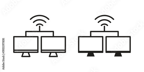 Local network icons in simple black style symbol sign for apps and website