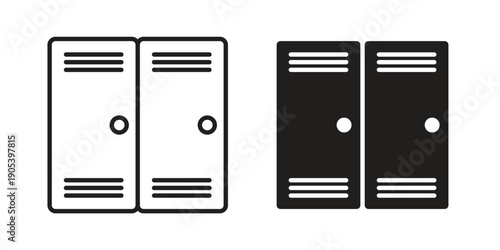Locker icons in simple black style symbol sign for apps and website