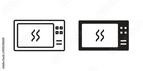 Microwave icons in simple black style symbol sign for apps and website