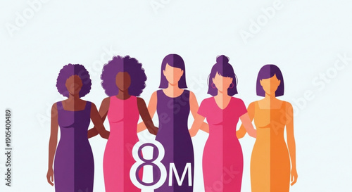 Diverse women in solidarity 8 million strong standing united in support and empowerment