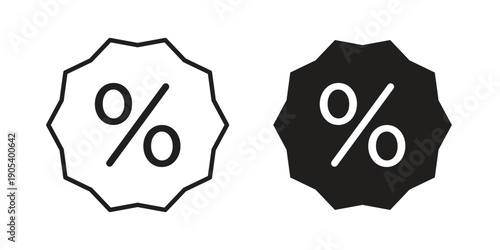 Percent icons in simple black style symbol sign for apps and website