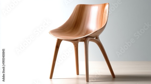 A chic and stylish wooden chair showcased in a modern setting, emphasizing clean lines and a contemporary aesthetic that exudes comfort and sophistication.