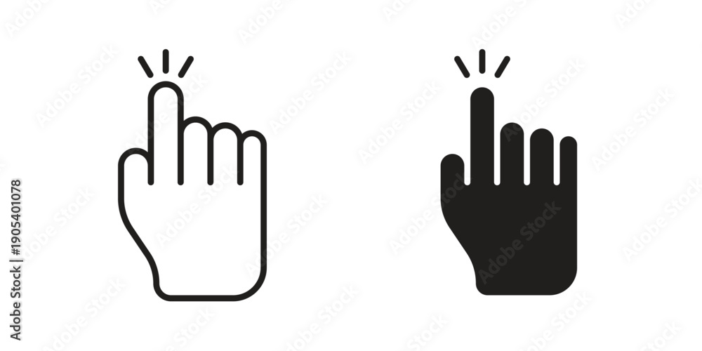 Obraz premium Pointing hand icons in simple black style symbol sign for apps and website