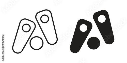Pinball icons in simple black style symbol sign for apps and website