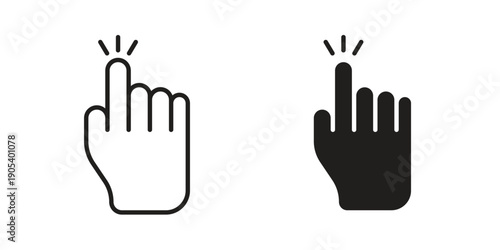 Pointing hand icons in simple black style symbol sign for apps and website