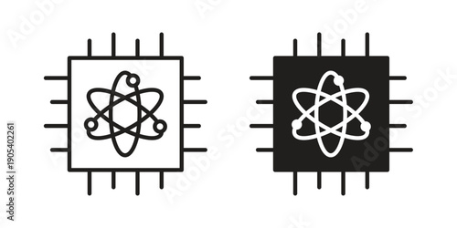 Quantum computing icons in simple black style symbol sign for apps and website