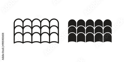 Roof tile icons in simple black style symbol sign for apps and website