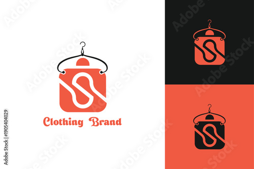 S letter clothing brand logo concept with hanger icon design