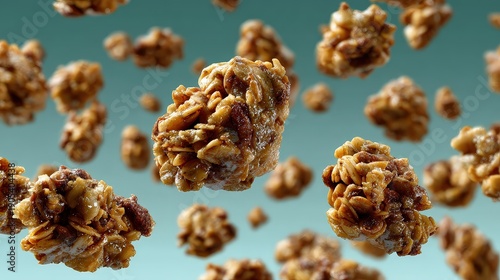 Healthy Crunchy Granola Clusters Levitation Food Photography