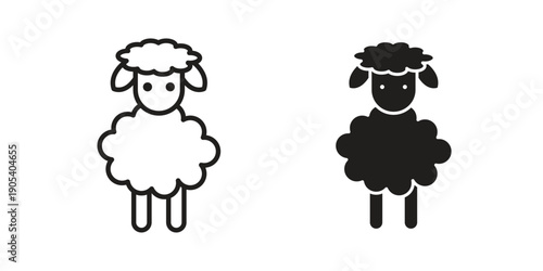 Sheep icons in simple black style symbol sign for apps and website