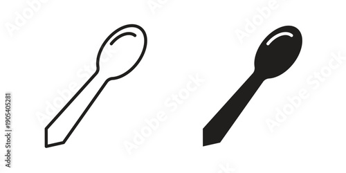 Spoon icons in simple black style symbol sign for apps and website