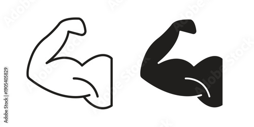 Strong arm icons in simple black style symbol sign for apps and website