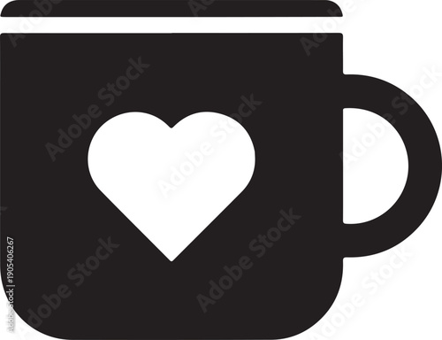 Teacup Glyph Vector Icon cup of coffee tea hot drink black vector icon on white backgroun

