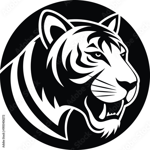 Fierce Tiger Head in Circle Icon
