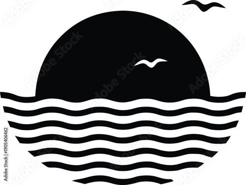 Ocean Sunset/Sunrise with Birds Icon