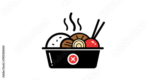 Illustrated food bowl with chopsticks