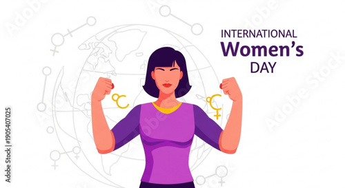 Empowered woman celebrating international women's day with a strong gesture