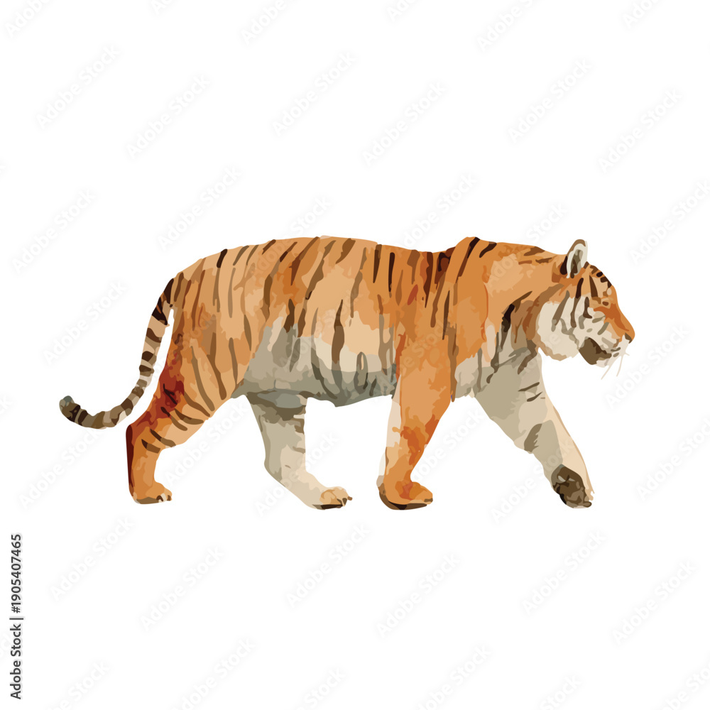 Obraz premium Majestic Tiger Illustration Walking Wild Animal Vector Art.