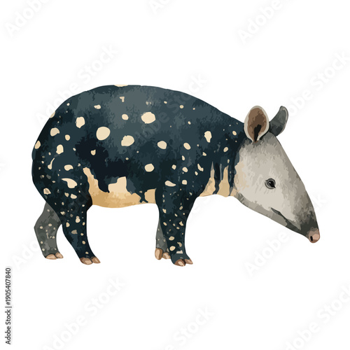 Malayan Tapir Vector Illustration Exotic Wildlife Animal Graphic.