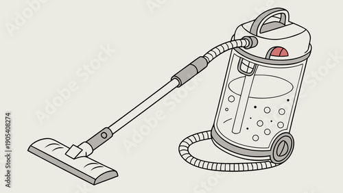 A minimalist vector illustration of a vacuum cleaner with a transparent background