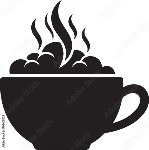 silhouette of a hot chocolate mug, hot chocolate mug vector illustration Hot cocoa with marshmallows silhouette vector illustration

