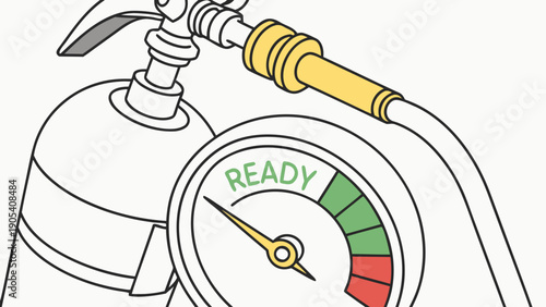 A vector graphic illustration of a fire extinguisher gauge showing ready status