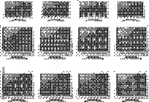 Retro Aesthetic sunglasses icons dithered texture pixelated bitmap digital noise Y2K grunge lo-fi asset isolated on transparent background vector illustration projects.