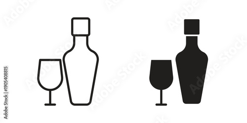 Vodka icons in simple black style symbol sign for apps and website