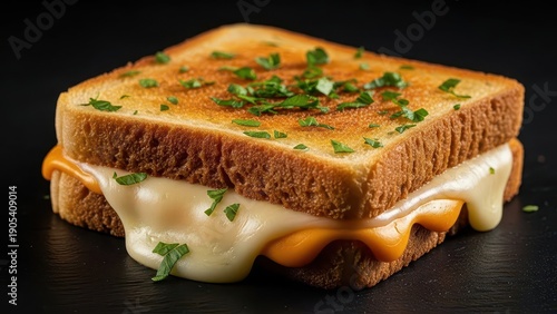 Wallpaper Mural Golden brown grilled cheese sandwich with melted cheese and fresh herbs Torontodigital.ca