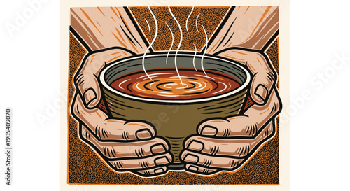 Hands Holding a Bowl of Coffee.