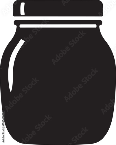 Stylized Black Jar with Lid Minimalist Design for various products Decorative jar silhouette vector illustration

