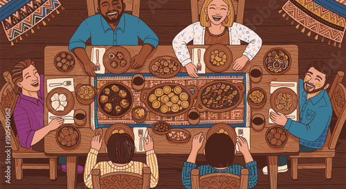 Group of People Sharing a Meal Together.