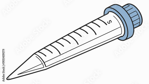 A vector graphic illustration of a laboratory pipette with a blue cap