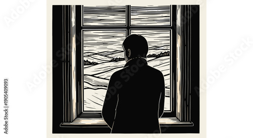 Man Standing in Front of Broken Window.